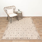 Skye Distressed Diamond Cream Grey Black