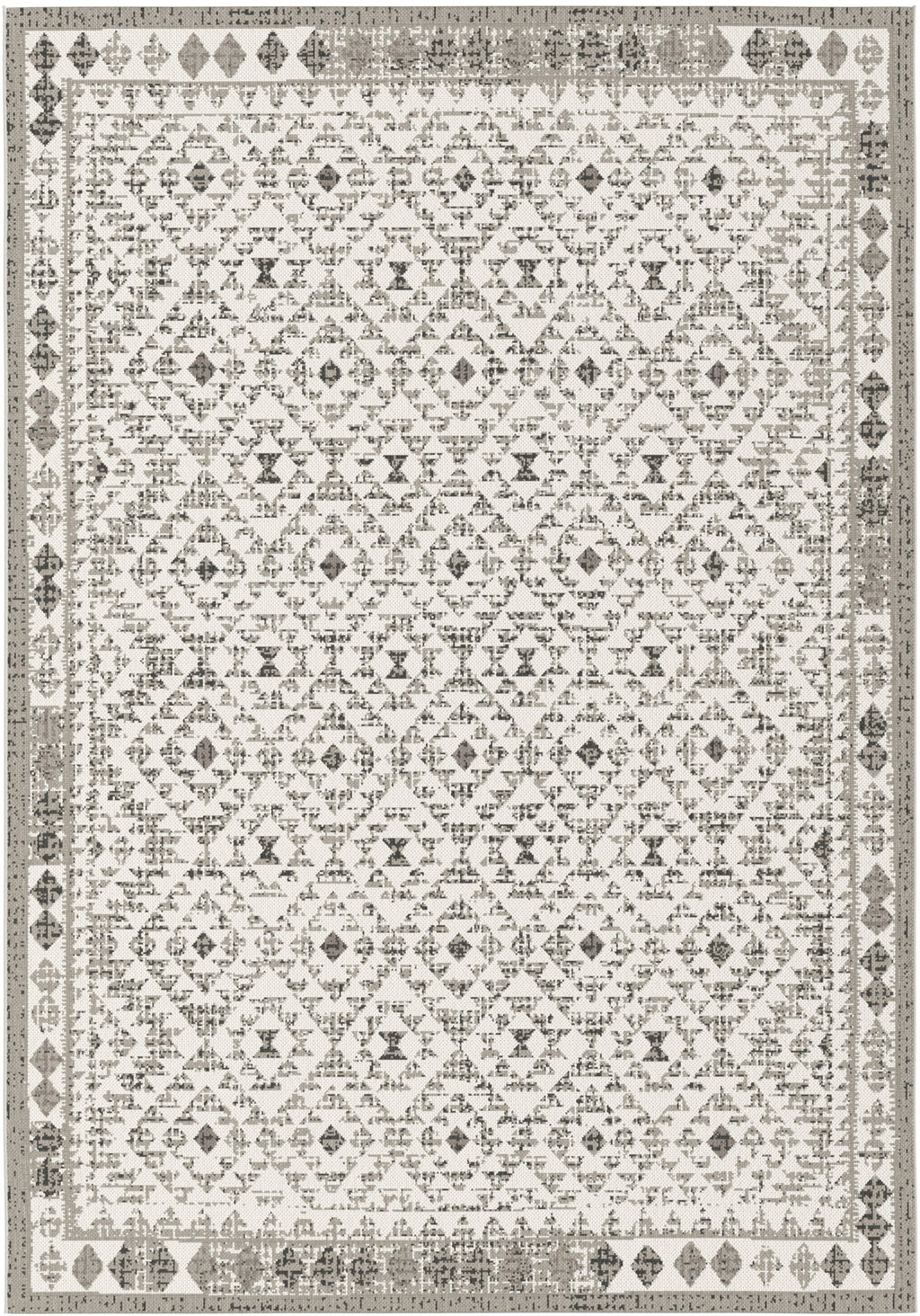 Skye Distressed Diamond Cream Grey Black