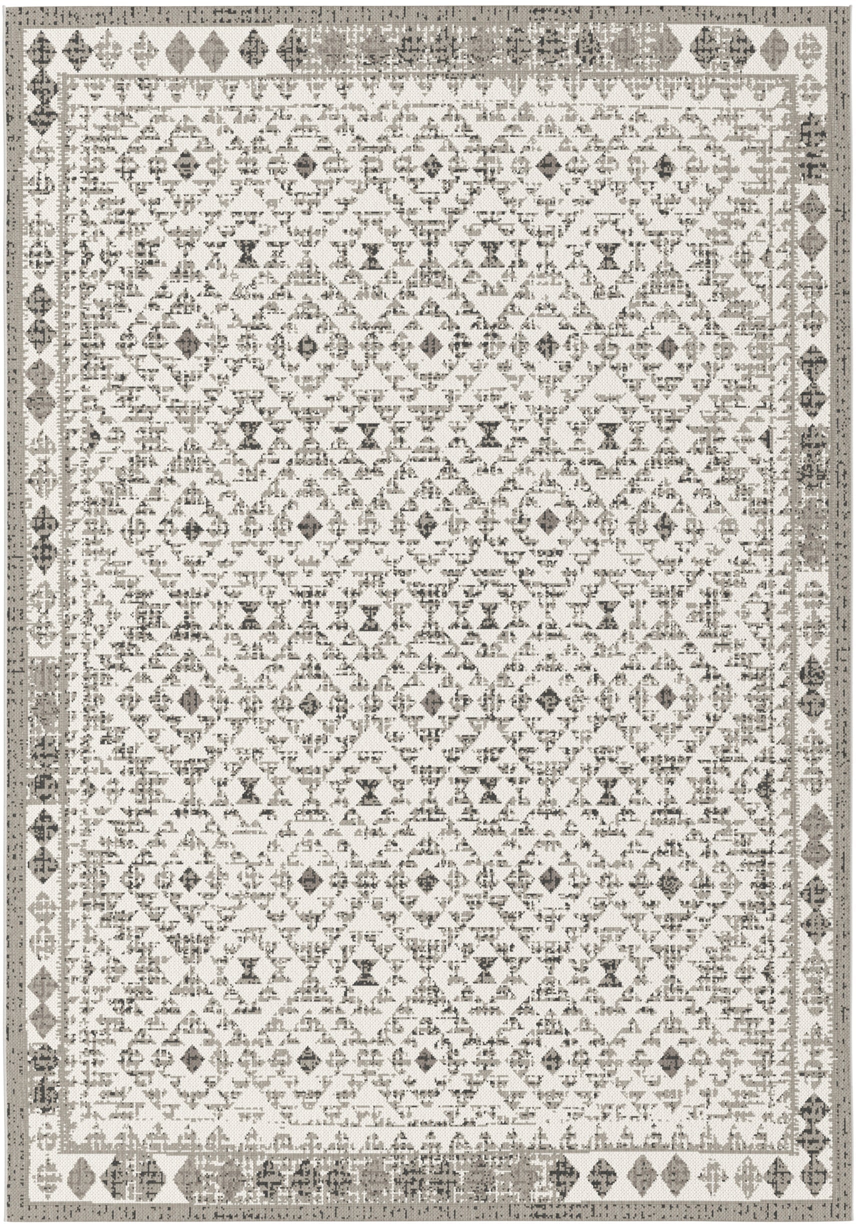 Skye Distressed Diamond Cream Grey Black